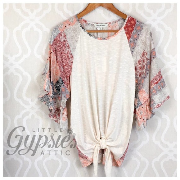 Big Bell Patchwork Sleeves Bohemian Top - Picture 2 of 12